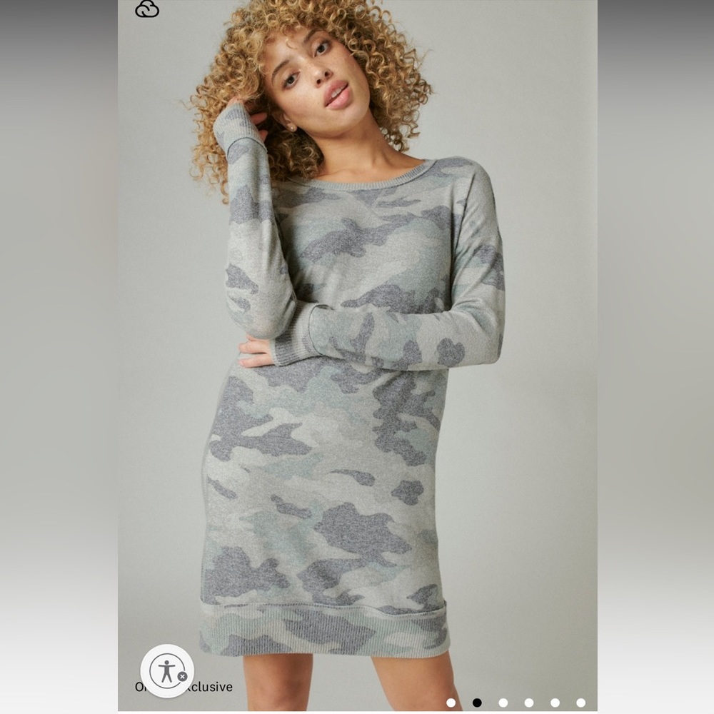 Lucky Brand 🍀 gray camo print jersey dress
